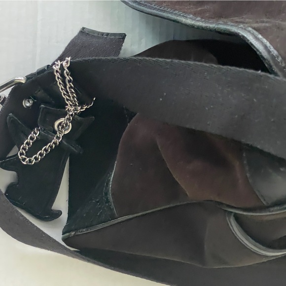 Vintage Juicy Couture Chocolate Brown Velour Messenger Bag or Book Bag Handbag - Picture 11 of 12